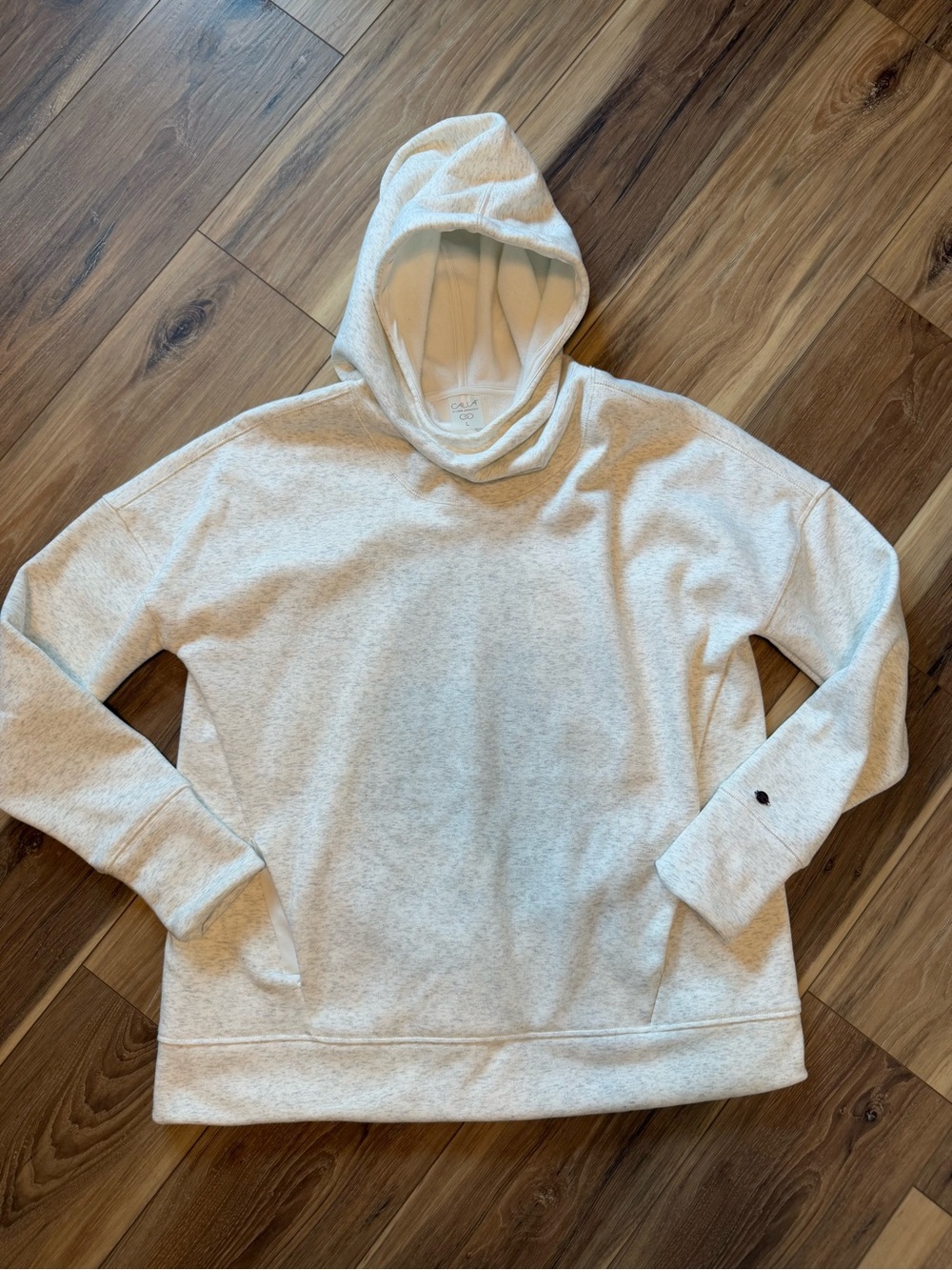 Calia Cozy Light Heather Gray Cream Hoodie
